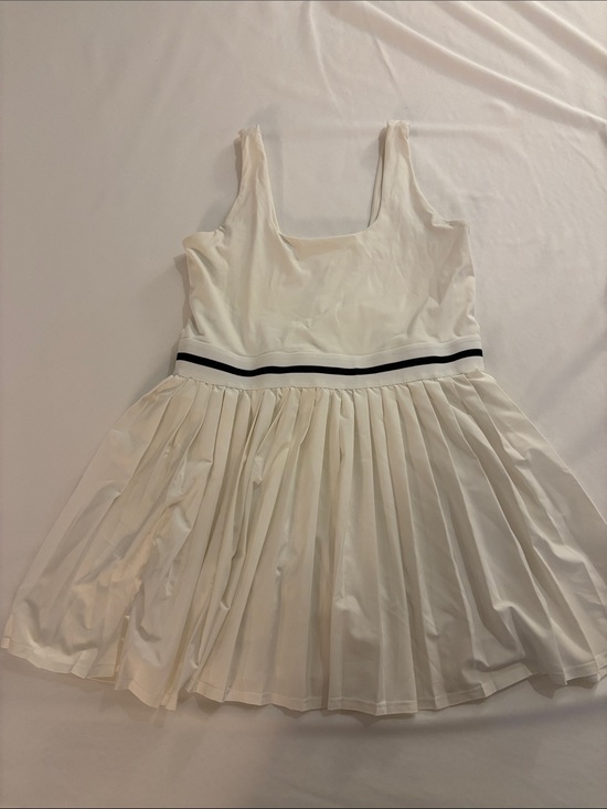 all in motion Dresses & Skirts - all in motion White Pleated Dress with Black Waistband